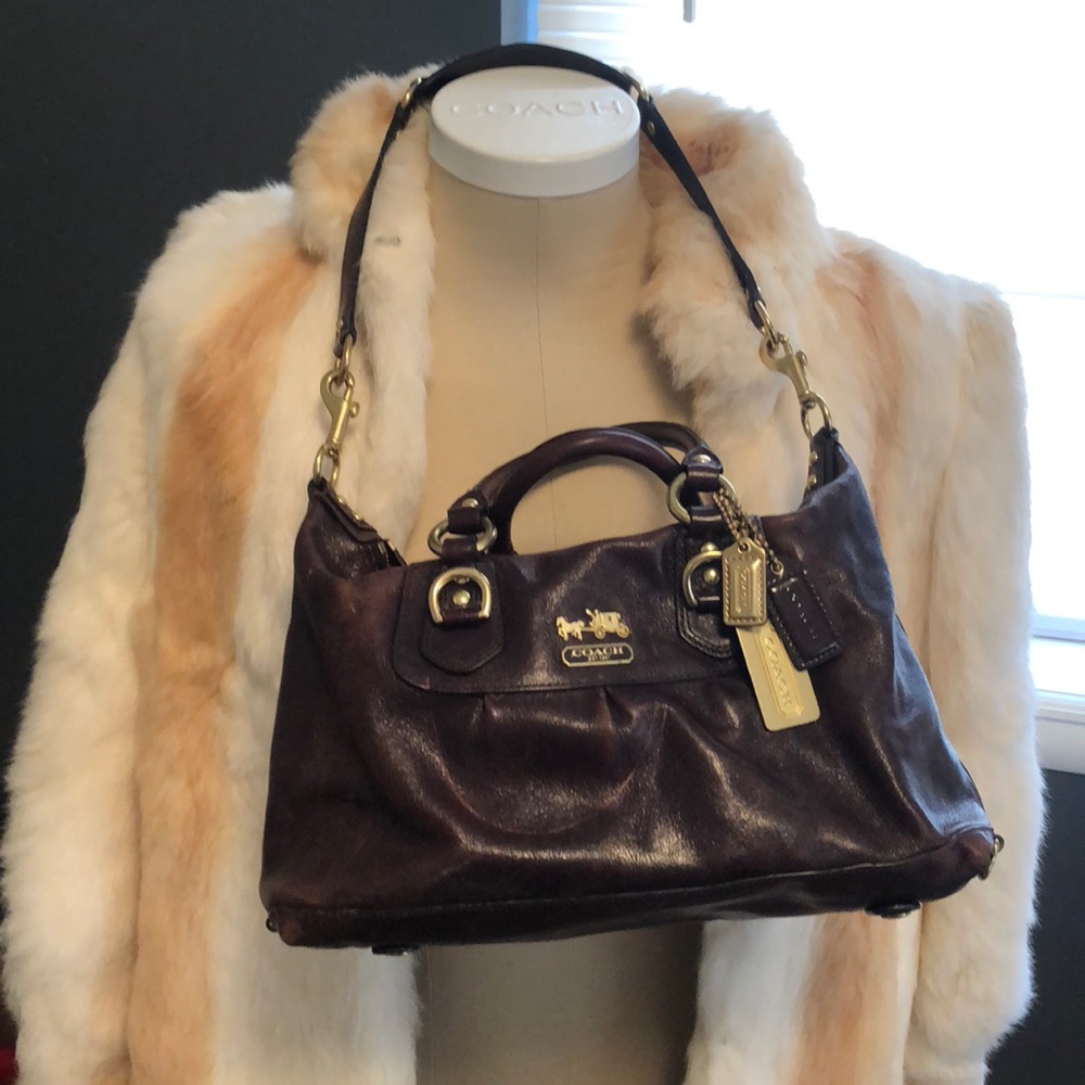 Used COACH Madison Leather Sabrina Satchel Brown